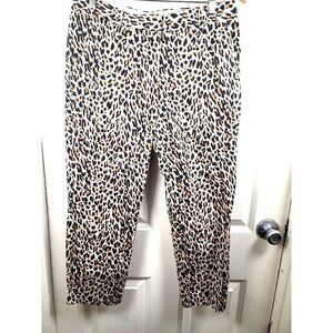 J crew Capri Leopard Print Women's Dressing Pants With Zipper & Hook Closure Siz